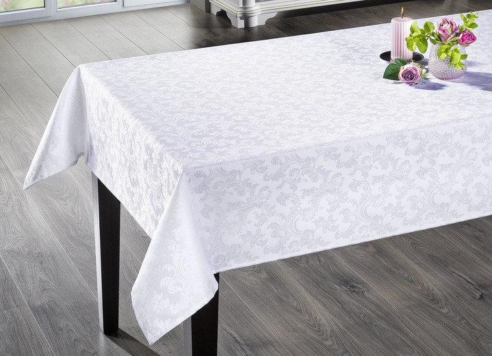 Tischdecken - Bügelfreie Tischdecke mit Fleckschutz-Ausrüstung, in Größe 130 (Läufer, 40x140 cm) bis 220 (Tischdecke oval, 155x220 cm), in Farbe CHAMPAGNER Ansicht 5