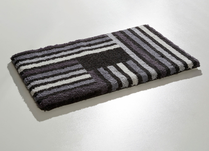 Heimtextilien - Badvorleger mit rutschhemmender Rückseite von Grund, in Größe 100 (Vorleger halbrund, 50/ 80 cm) bis 112 (WC-Deckelbezug, 47/ 50 cm), in Farbe GRAU Ansicht 1