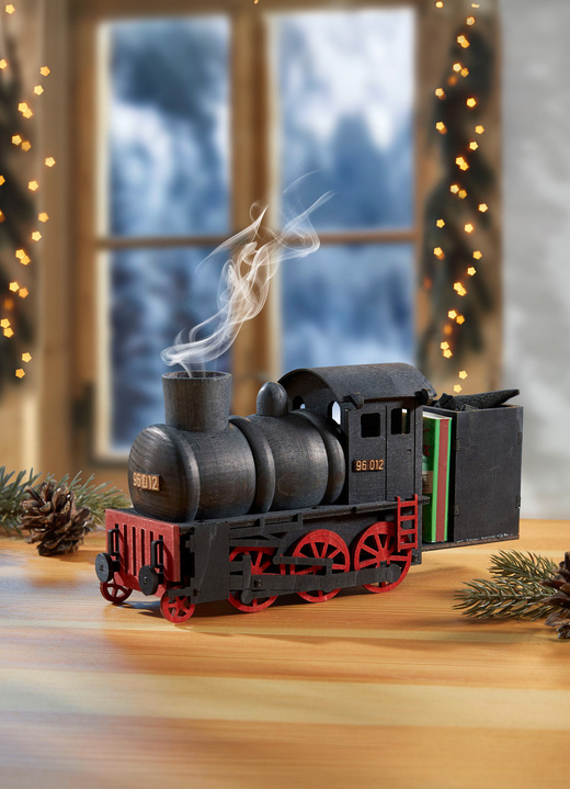 Aus dem Erzgebirge - Räucher-Dampflok, in Farbe SCHWARZ Ansicht 2