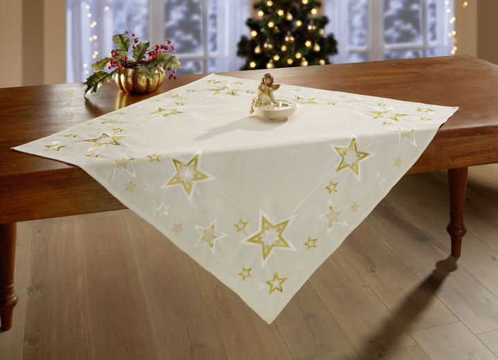 Tischdecken - Tisch- und Raumdekoration, in Größe 101 (Deckchen, 35x 50 cm) bis 404 (Kissenbezug, 40x 40 cm), in Farbe CREME-GOLD Ansicht 3