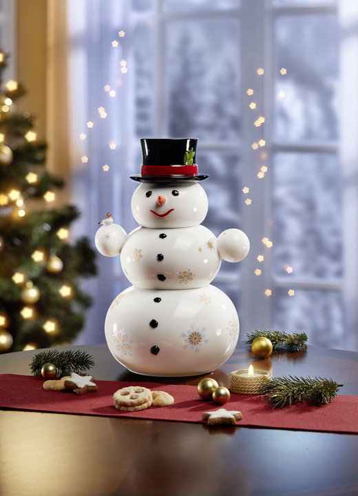 - Gebäckdose Schneemann von Villeroy & Boch, in Farbe WEISS-ROT-SCHWARZ Ansicht 1