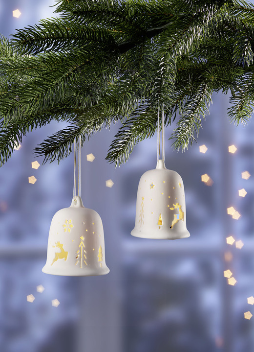 - LED-Weihnachtsglocke, 2er-Set, in Farbe CREMEWEISS