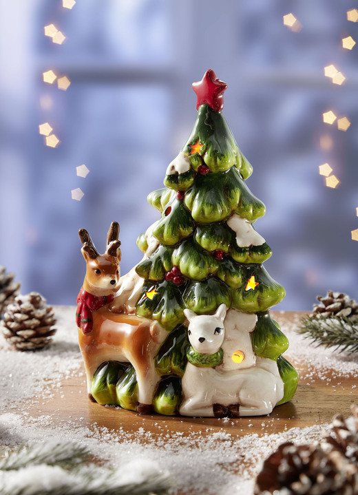 - Weihnachtsbaum mit Rehen, in Farbe GRÜN-BRAUN-WEISS