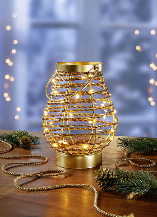 Wohnaccessoires - Beleuchtetes Windlicht, in Farbe GOLD