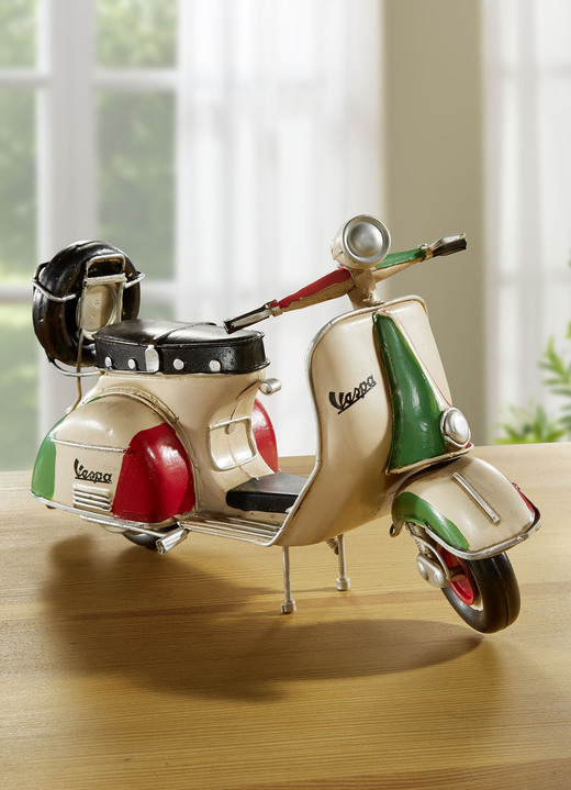 Sammlermodelle - Handbemalter Vespa-Roller aus Blech, in Farbe CREME-ROT-GRÜN