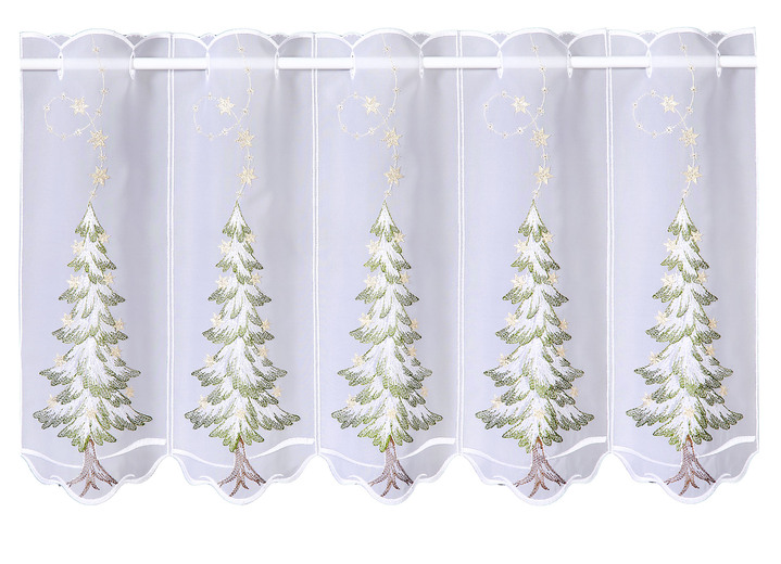 - Kurzstore mit Tannenmotiv, in Größe 786 (H45xB 95 cm) bis 793 (H40xB193 cm), in Farbe WEISS-BUNT Ansicht 2