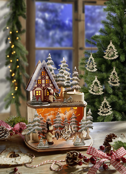 Weihnachtliche Dekorationen - Beleuchtete Winterwaldszene mit Timerfunktion, in Farbe NATUR-BRAUN Ansicht 1
