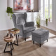 TV- & Relaxsessel - Ohrenbackensessel mit Hocker – Farbe GRAU TV- & Relaxsessel - Ohrenbackensessel mit Hocker, in Farbe GRAU