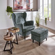 TV- & Relaxsessel - Ohrenbackensessel mit Hocker – Farbe GRÜN TV- & Relaxsessel - Ohrenbackensessel mit Hocker, in Farbe GRAU