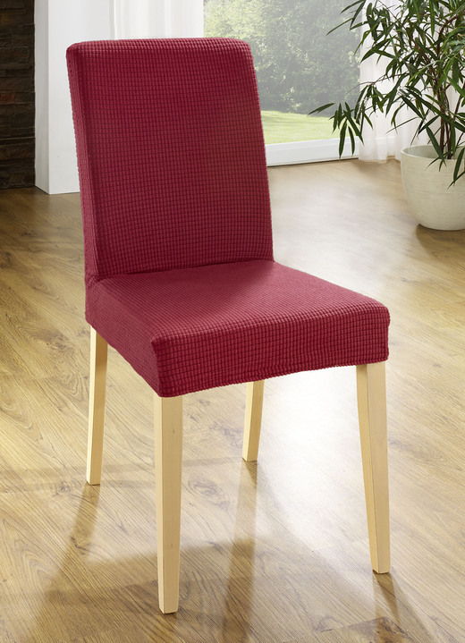 Sessel- & Sofaüberwürfe - Bi-elastische Stretchbezüge aus 92% Baumwolle, in Größe 101 (Sesselbezug) bis 106 (Stuhlbezug), in Farbe ROT Ansicht 1