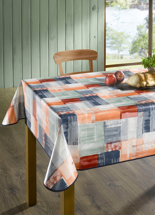 Tischdecken - Wachstuch-Tischdecke in Patchwork-Optik, in Größe 108 (Tischdecke, 80x 80 cm) bis 190 (Tischdecke oval, 140x190 cm), in Farbe ROT-BUNT Ansicht 1
