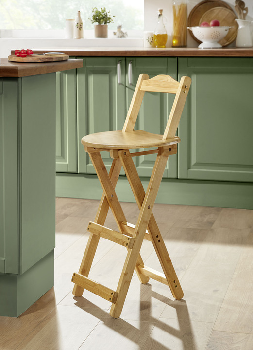 Küchenmöbel - Klapp-Hocker aus Bambus, in Farbe NATUR Ansicht 2