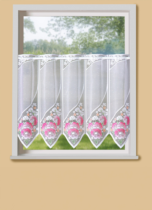Klassisch - Handkolorierter Kurzstore , in Größe 826 (H50xB 91 cm) bis 875 (H75xB151 cm), in Farbe WEISS-BUNT