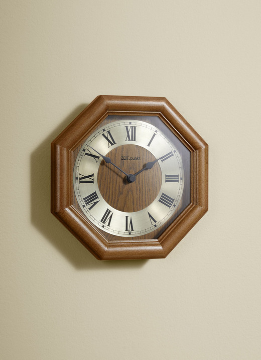 Uhren - Hochwertige, achteckige Wanduhr, in Farbe EICHE Ansicht 4