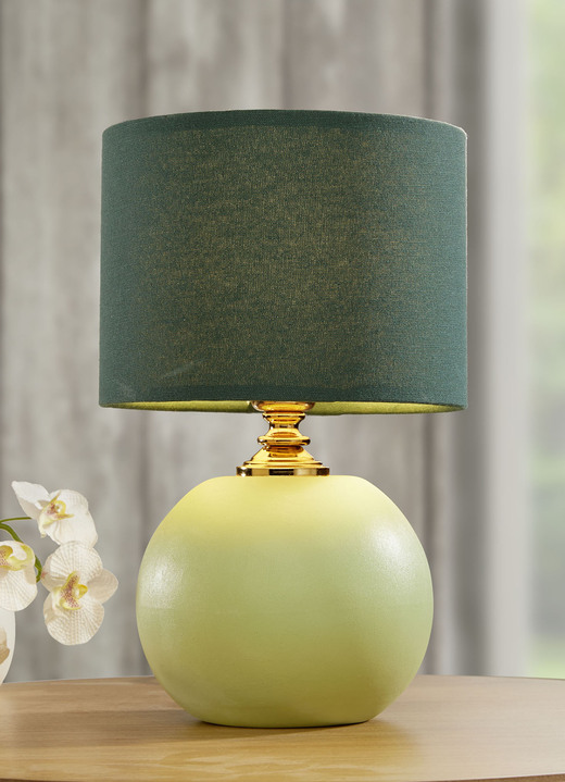 Lampen & Leuchten - Keramik-Tischleuchte mit Textillampenschirm, in Farbe ROSA Ansicht 2