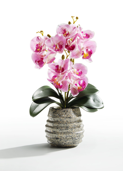 Kunst- & Textilpflanzen - Orchideen-Gesteck im Topf, in Farbe ROSA, in Ausführung klein