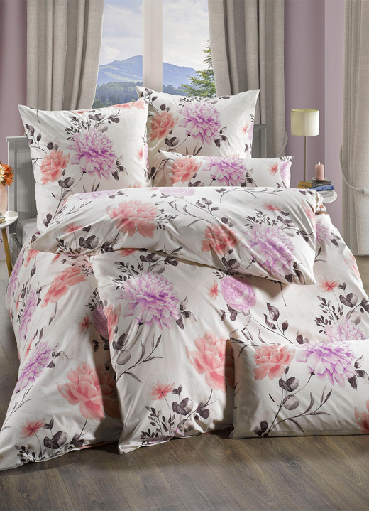 Bettwäschegarnituren - Fein-Renforce-Bettwäsche-Garnitur von Florella, in Größe 111 (40x80 cm + 135x200 cm) bis 115 (80x80 cm + 155x220 cm), in Farbe SILBER Ansicht 2