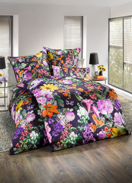 Bettwäschegarnituren - Bettwäsche-Garnitur in Mako-Satin-Qualität, in Größe 111 (40x80 cm + 135x200 cm) bis 115 (80x80 cm + 155x220 cm), in Farbe MULTICOLOR Ansicht 1