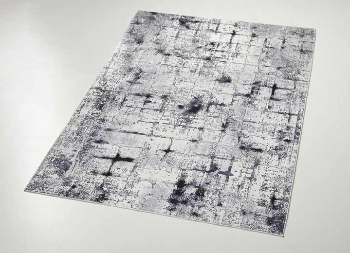 Modern - Moderne Brücken und Teppiche mit rutschfester Rückseite, in Größe 101 (Brücke, 50x 80 cm) bis 249 (Teppich, 160x230 cm), in Farbe SCHWARZ/SILBER Ansicht 1