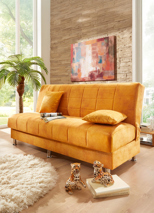 Schlafsofas - Schlafsofa mit Bettkasten und Dekokissen, in Farbe CREME Ansicht 7