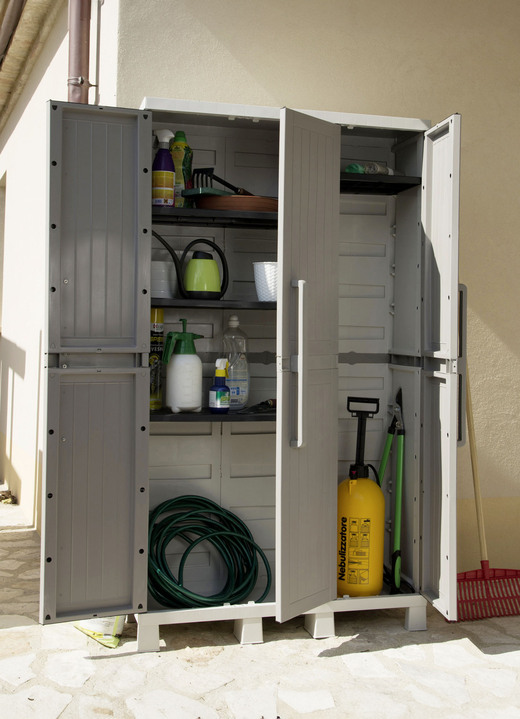 Gartenmöbel - Geräteschrank, 3-türig, in Farbe GRAU, in Ausführung Schrank, groß, 3-türig Ansicht 5