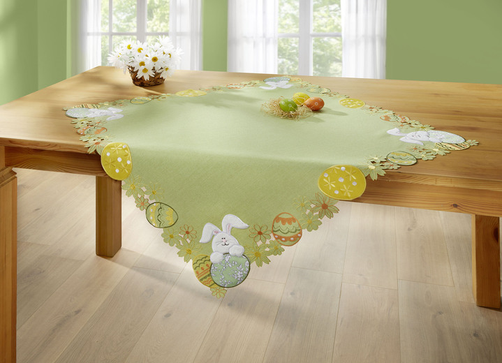 Tischdecken - Tisch- und Raumdekoration mit Plüsch- und Stoff-Applikationen, in Größe 101 (Deckchen, 35x 50 cm) bis 404 (Kissenbezug, 40x 40 cm), in Farbe WEISS Ansicht 2