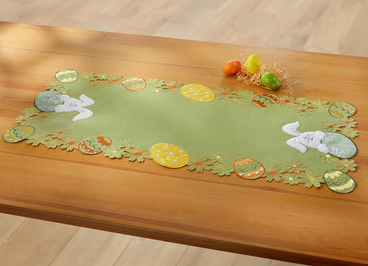 Tischdecken - Tisch- und Raumdekoration mit Plüsch- und Stoff-Applikationen, in Größe 101 (Deckchen, 35x 50 cm) bis 404 (Kissenbezug, 40x 40 cm), in Farbe WEISS Ansicht 7