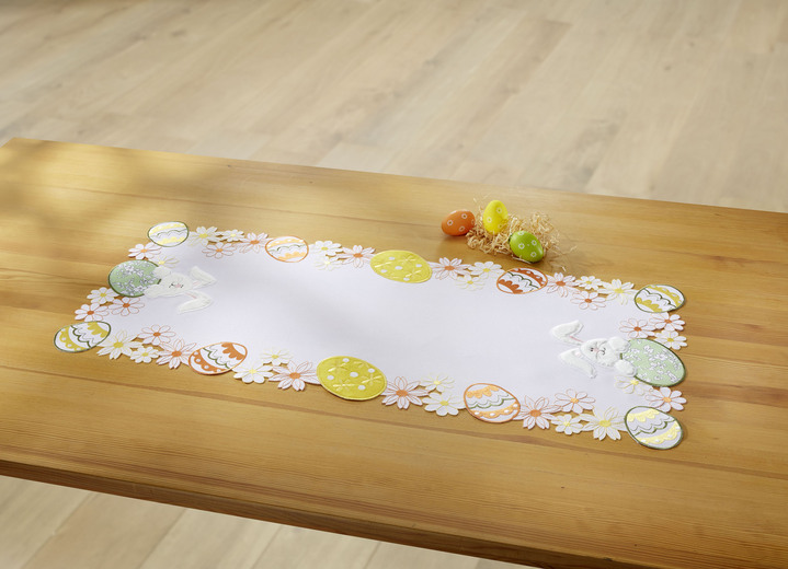 Tischdecken - Tisch- und Raumdekoration mit Plüsch- und Stoff-Applikationen, in Größe 101 (Deckchen, 35x 50 cm) bis 404 (Kissenbezug, 40x 40 cm), in Farbe WEISS Ansicht 5