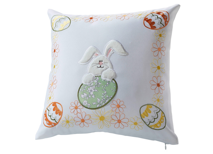 Tischdecken - Tisch- und Raumdekoration mit Plüsch- und Stoff-Applikationen, in Größe 101 (Deckchen, 35x 50 cm) bis 404 (Kissenbezug, 40x 40 cm), in Farbe WEISS Ansicht 4