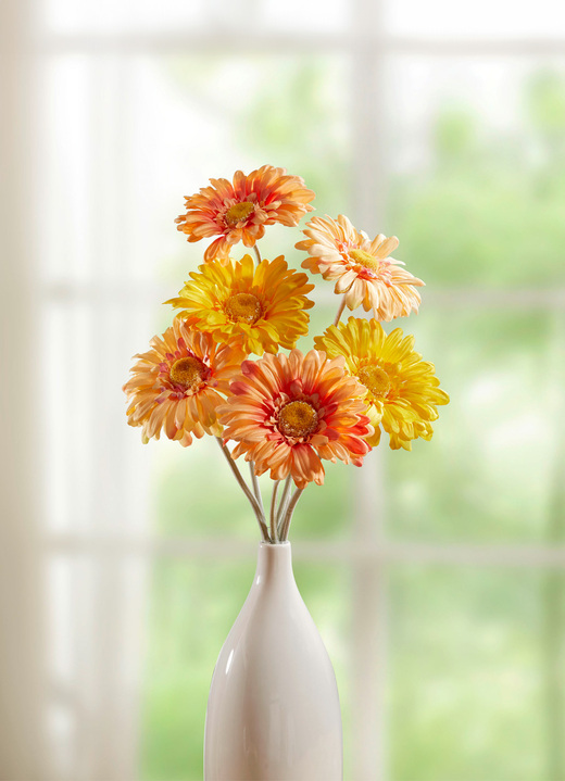Kunst- & Textilpflanzen - Gerbera, 6er-Set, in Farbe GELB-HELLGELB-ORANGE