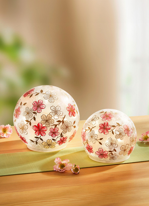 Wohnaccessoires - Beleuchtete Kugel, 2er-Set, in Farbe ROSA-WEISS
