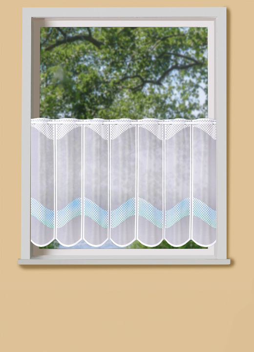 Landhaus & Küche - Handcolorierter Kurzstore, in Größe 856 (H60xB 98 cm) bis 884 (H90xB148 cm), in Farbe WEISS-BLAU Ansicht 2