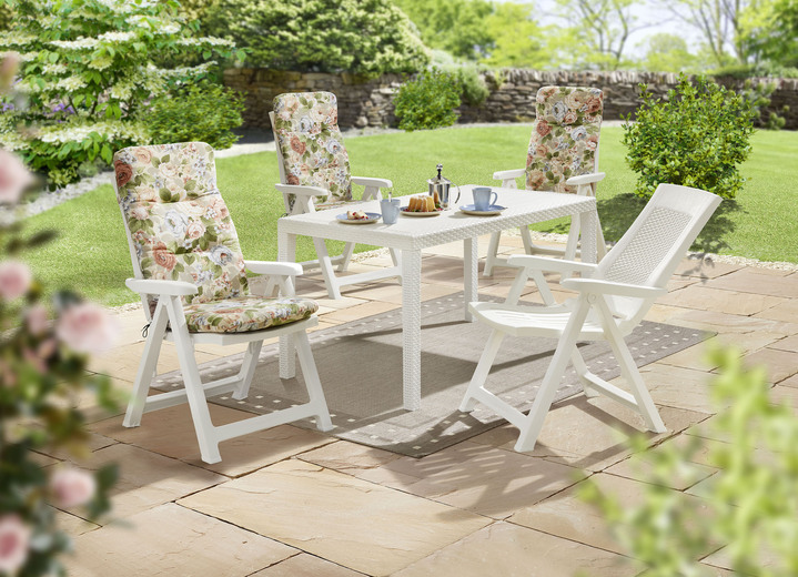 Gartenmöbel - Gartenmöbel-Serie mit attraktivem Rattan-Dekor Ansicht 5 Gartenmöbel - Gartenmöbel-Serie mit attraktivem Rattan-Dekor, in Farbe WEISS, in Ausführung Tisch Quadratisch Ansicht 5