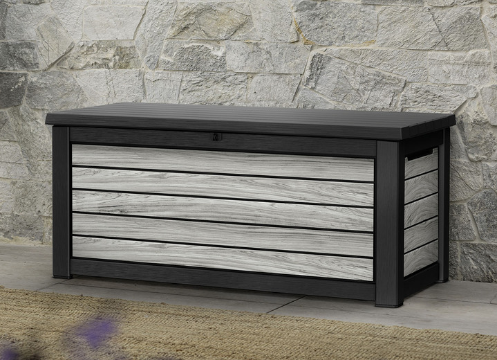 Gartenmöbel - Kissenbox in trendiger Holzoptik, in Farbe GRAU Ansicht 1
