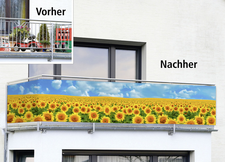 Sichtschutz und Sonnenschutz - Balkonsichtschutz mit Sonnenblumen-Motiv, in Farbe BUNT Ansicht 2