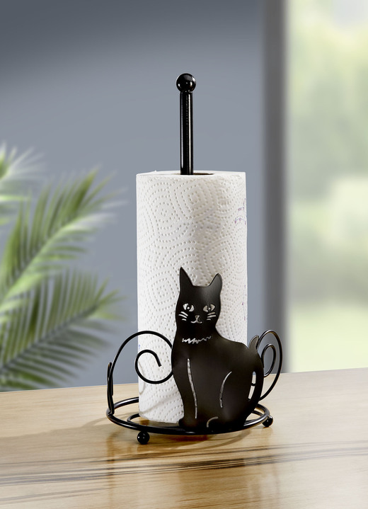 Wohnaccessoires - Papierrollenhalter Katze aus Metall, in Farbe SCHWARZ