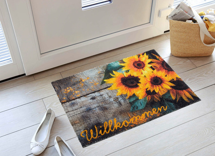 Fußmatte mit Sonnenblumen-Motiv