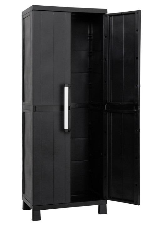 Gartenmöbel - Geräteschrank Garage mit Holzlamellen-Effekt Ansicht 17 Gartenmöbel - Geräteschrank Garage mit Holzlamellen-Effekt, in Farbe SCHWARZ, in Ausführung klein Ansicht 17