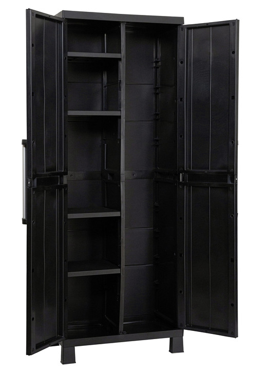 Gartenmöbel - Geräteschrank Garage mit Holzlamellen-Effekt Ansicht 18 Gartenmöbel - Geräteschrank Garage mit Holzlamellen-Effekt, in Farbe SCHWARZ, in Ausführung klein Ansicht 18