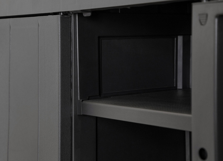 Gartenmöbel - Geräteschrank Garage mit Holzlamellen-Effekt Ansicht 19 Gartenmöbel - Geräteschrank Garage mit Holzlamellen-Effekt, in Farbe SCHWARZ, in Ausführung klein Ansicht 19