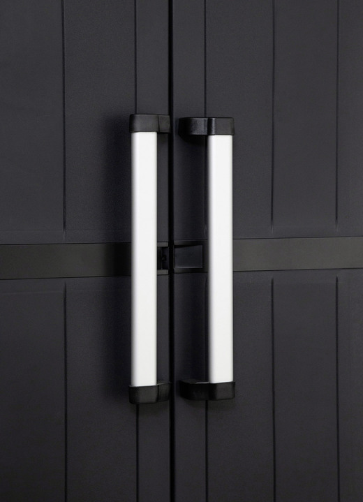 Gartenmöbel - Geräteschrank Garage mit Holzlamellen-Effekt Ansicht 13 Gartenmöbel - Geräteschrank Garage mit Holzlamellen-Effekt, in Farbe SCHWARZ, in Ausführung klein Ansicht 13