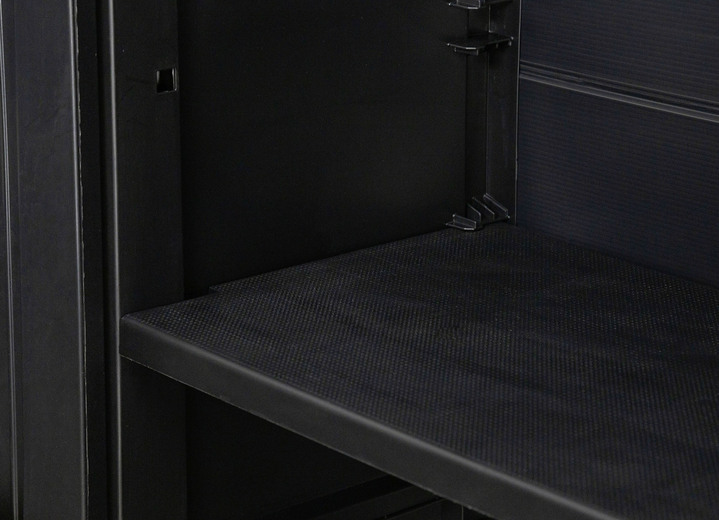 Gartenmöbel - Geräteschrank Garage mit Holzlamellen-Effekt Ansicht 15 Gartenmöbel - Geräteschrank Garage mit Holzlamellen-Effekt, in Farbe SCHWARZ, in Ausführung klein Ansicht 15