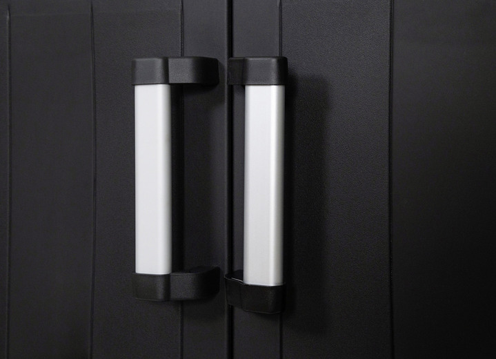 Gartenmöbel - Geräteschrank Garage mit Holzlamellen-Effekt Ansicht 5 Gartenmöbel - Geräteschrank Garage mit Holzlamellen-Effekt, in Farbe SCHWARZ, in Ausführung klein Ansicht 5