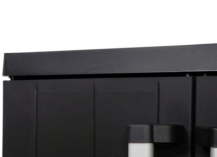 Gartenmöbel - Geräteschrank Garage mit Holzlamellen-Effekt Ansicht 7 Gartenmöbel - Geräteschrank Garage mit Holzlamellen-Effekt, in Farbe SCHWARZ, in Ausführung klein Ansicht 7