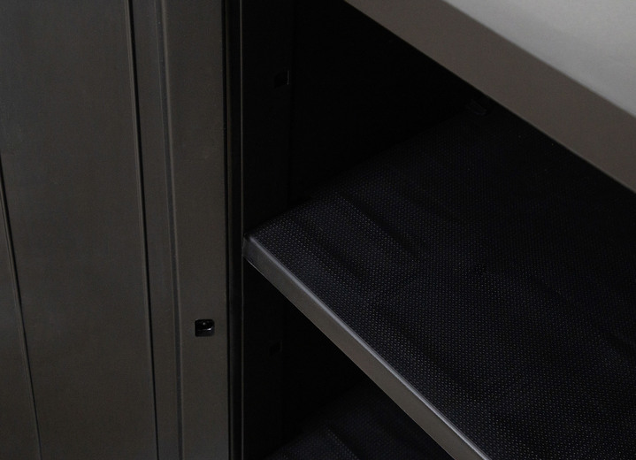 Gartenmöbel - Geräteschrank Garage mit Holzlamellen-Effekt Ansicht 8 Gartenmöbel - Geräteschrank Garage mit Holzlamellen-Effekt, in Farbe SCHWARZ, in Ausführung klein Ansicht 8