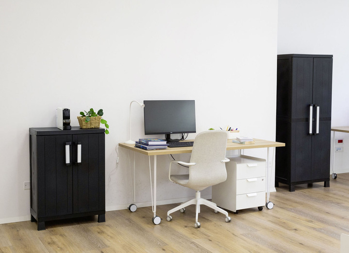 Gartenmöbel - Geräteschrank Garage mit Holzlamellen-Effekt Ansicht 10 Gartenmöbel - Geräteschrank Garage mit Holzlamellen-Effekt, in Farbe SCHWARZ, in Ausführung klein Ansicht 10