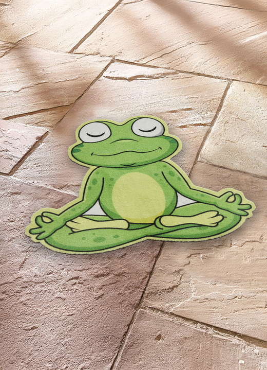 Fußmatten - Fußmatte Yogafrosch mit rutschhemmender Rückseite, in Farbe GRÜN