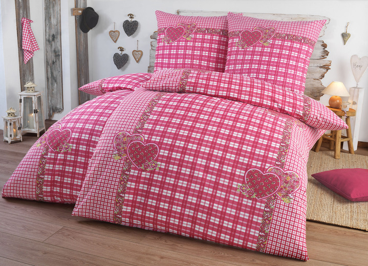 Bettwäschegarnituren - 4-teiliges Bettwäsche-Set mit rustikalem Karodessin, in Größe 411 (2x 40x80 cm + 2x 135x200 cm) bis 412 (2x 80x80 cm + 2x 135x200 cm), in Farbe BLAU Ansicht 4