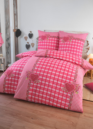 Bettwäschegarnituren - 4-teiliges Bettwäsche-Set mit rustikalem Karodessin, in Größe 411 (2x 40x80 cm + 2x 135x200 cm) bis 412 (2x 80x80 cm + 2x 135x200 cm), in Farbe BLAU