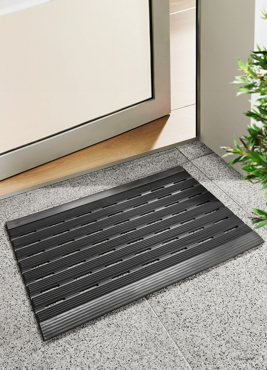 Fußmatten - Wetterfeste Fußmatte aus Gummi, in Farbe SCHWARZ Ansicht 4